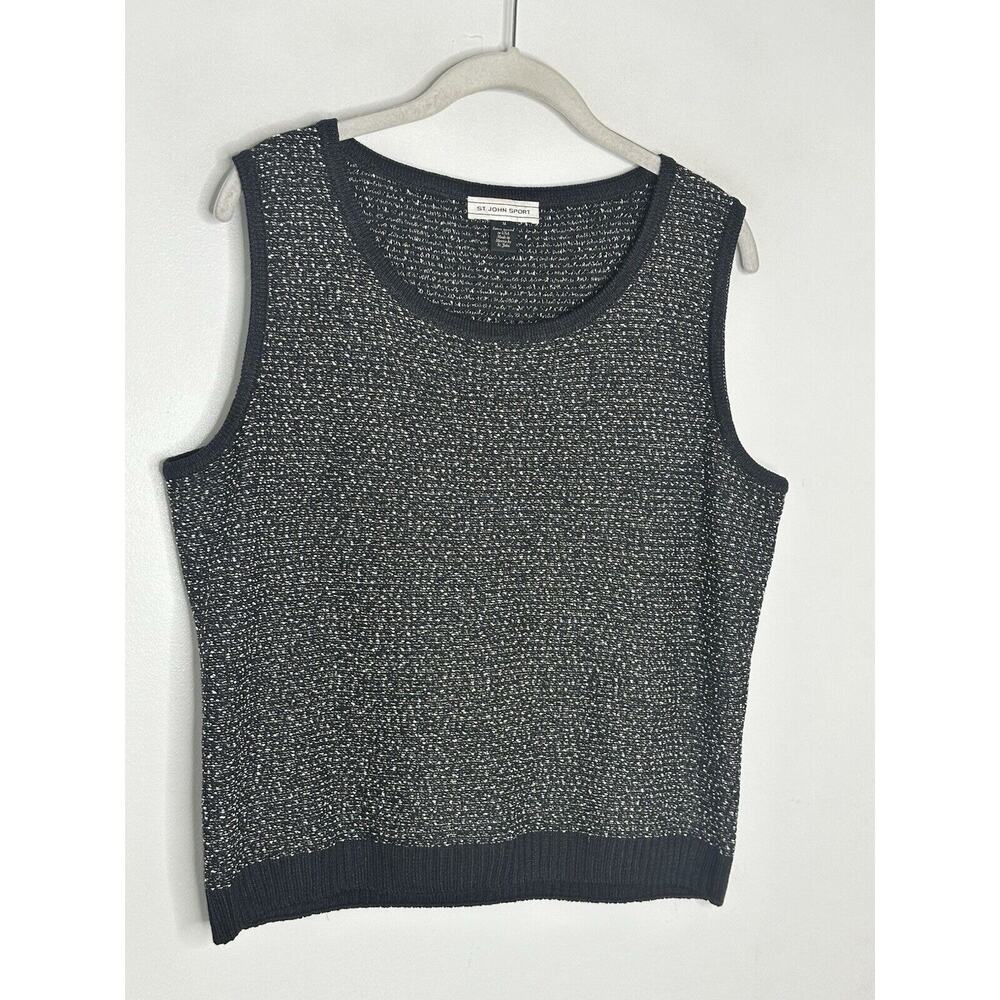 ST. JOHN SPORTS Women's Knit Black Wool Blend Tank Top Size Medium - Picture 2 of 7